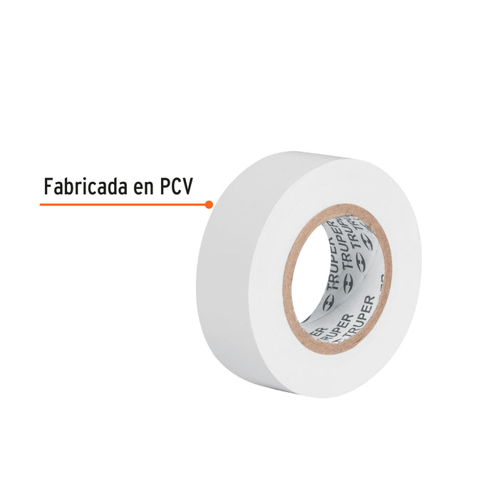 Cinta de aislar de 9 m x 19 mm, blanca, Truper 13515 M-22B