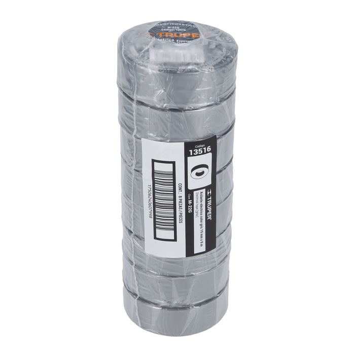 Cinta de aislar de 9 m x 19 mm, gris, Truper 13516 M-22G