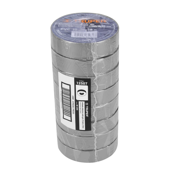 Cinta de aislar de 18 m x 19 mm, gris, Truper 12507 M-33G