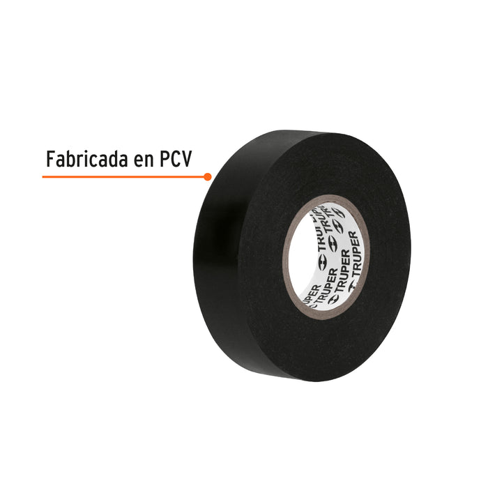Cinta de aislar de 18 m x 19 mm, negra en blíster, Truper 12499 M-33NB