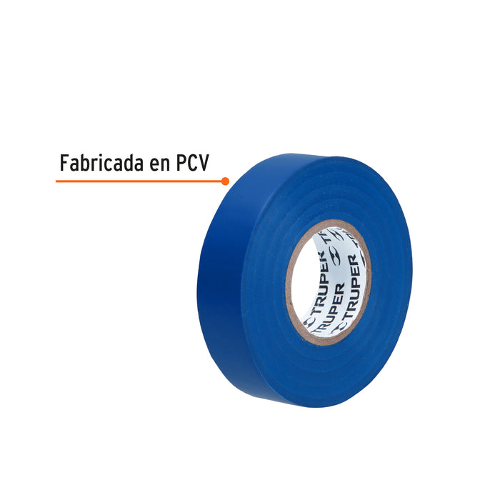 Cinta de aislar de 18 m x 19 mm, azul, Truper 12505 M-33Z