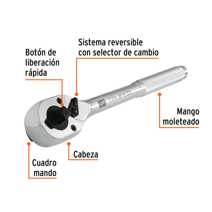 Matraca doble cuadros 3/8'y 1/2', Truper 13413 M-3812