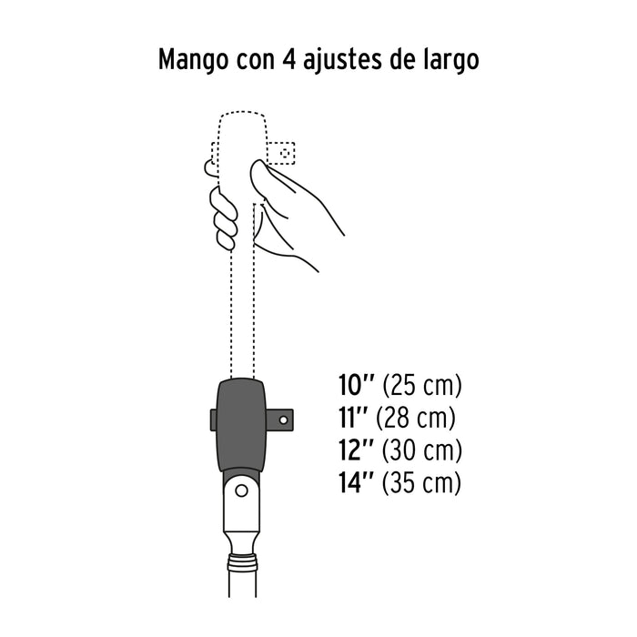 Matraca cuadro 3/8' telescópica de 14' con cabeza articulada 13219 M-3890