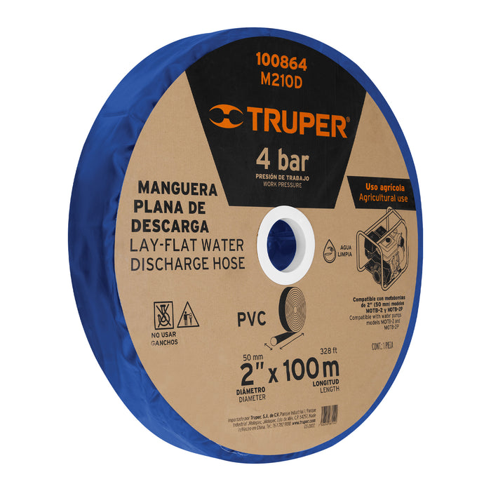 Rollo de manguera plana de 2' x 100m de descarga p/motobomba 100864 M210D