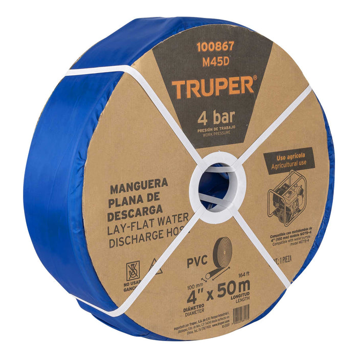 Rollo de manguera plana de 4' x 50m de descarga p/motobomba 100867 M45D
