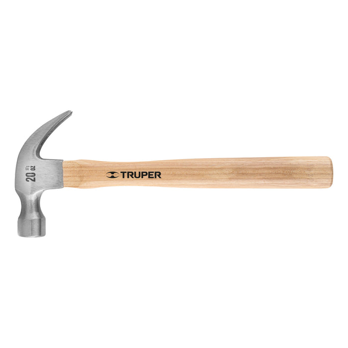 Martillo pulido 20 oz uña curva, mango madera, Truper 16753 MA-20