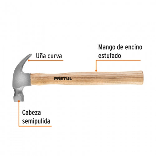 Martillo uña curva 7 oz, Pretul 25000 MA-7P