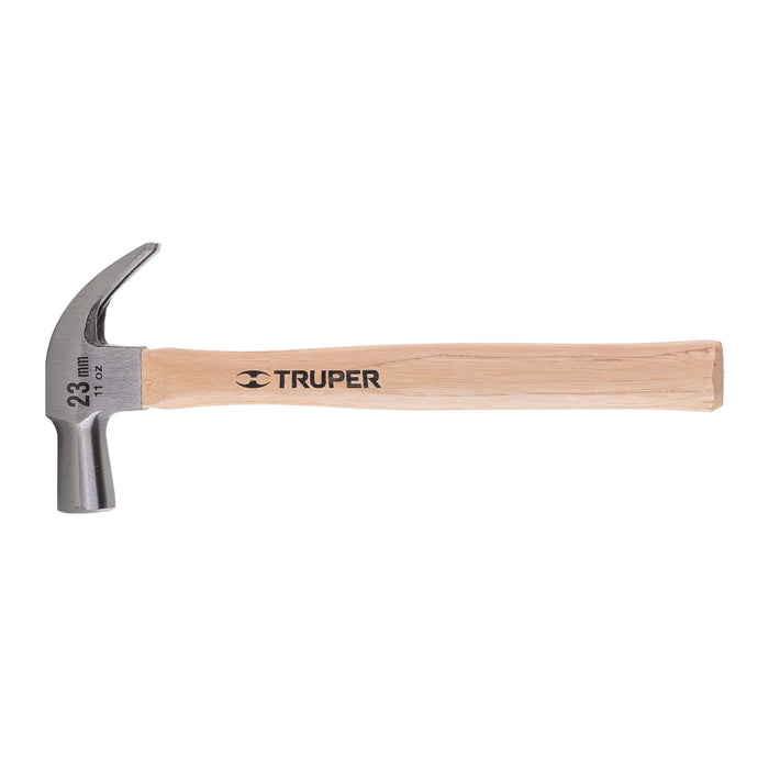 Martillo cabeza cónica 23 mm uña curva, mango madera, Truper 10557 MAC-23