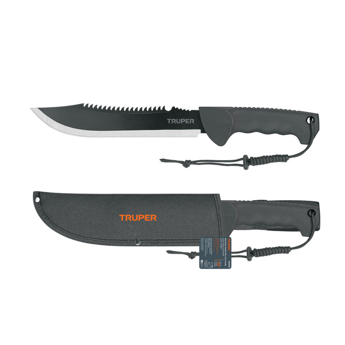 Machete doble filo 10' cacha inyectada, con funda, Truper 103015 MACH-10X