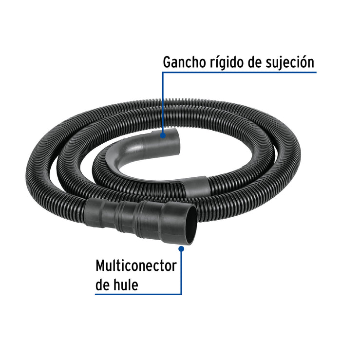 Manguera p/desagüe de lavadora, polipropileno, 1.5m, Foset 48027