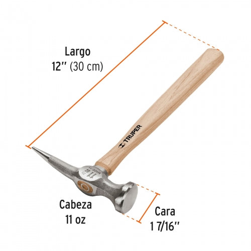 Martillo desabollador 11 oz punta larga, mango 12', Truper 16872 MADE-11