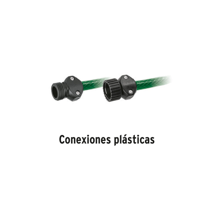Manguera 1/2' reforzada 3 capas 20m conexiones plást, Pretul Código: 25018