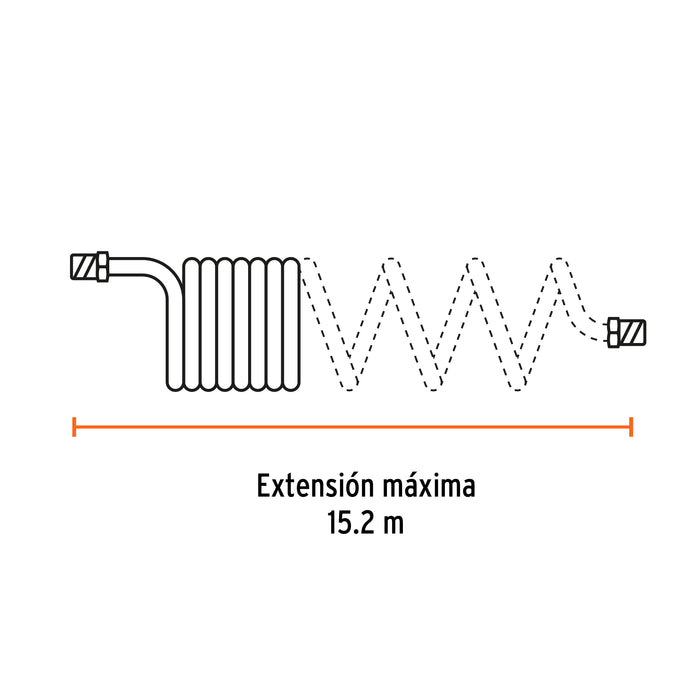 Manguera para compresor, tipo resorte, 15.2m x 1/4', Truper 19075 MAN-R-15