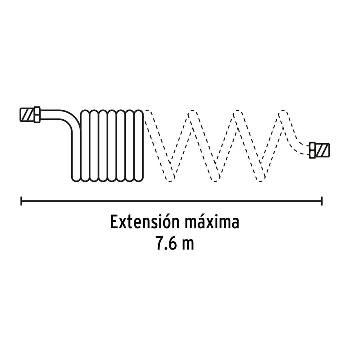 Manguera para compresor, tipo resorte, 7.6m x 1/4', Pretul 20659 MAN-R-7P