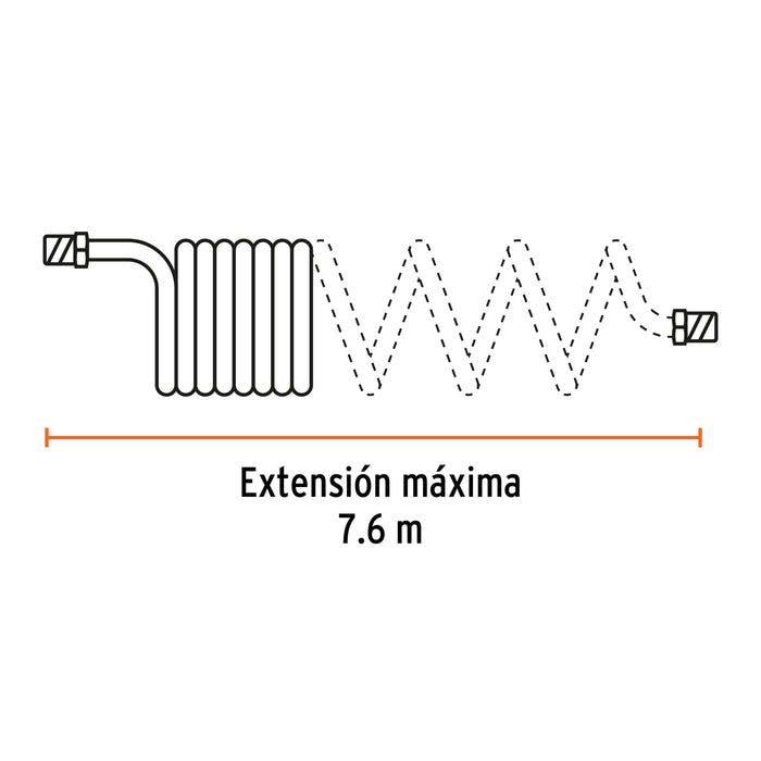 Manguera para compresor, tipo resorte, 7.6m x 1/4', Truper 102522 MAN-R-7