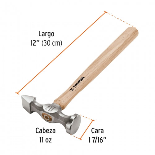 Martillo desabollador 11 oz tipo cincel, mango 12', Truper 16870 MATE-11