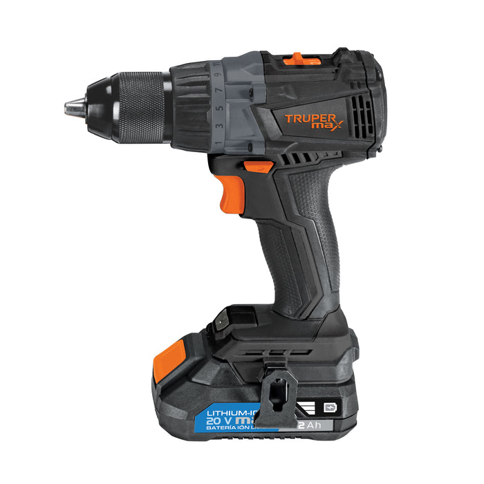 Taladro inalámbrico 1/2', 20V, s/accesorios, Truper MAX 101404 MAX-20TS