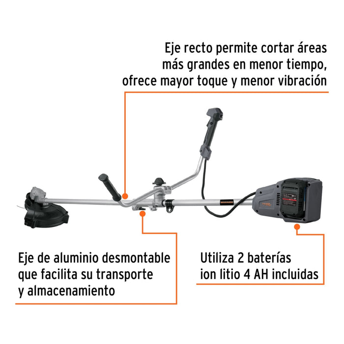 Desbrozadora inalámbrica 13', 40 V, sin carbones, Truper MAX 102338 MAX-40D