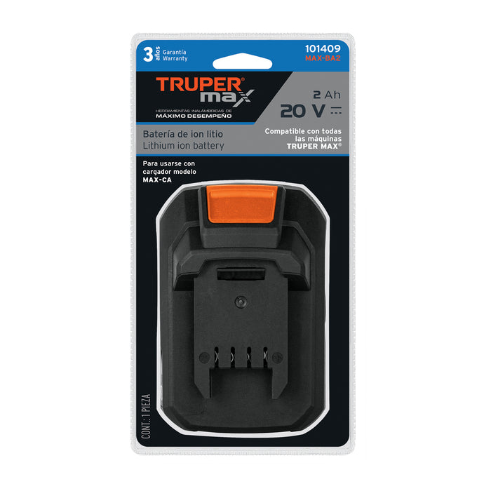 Batería ion litio Truper MAX 20V, 2Ah 101409 MAX-BA2