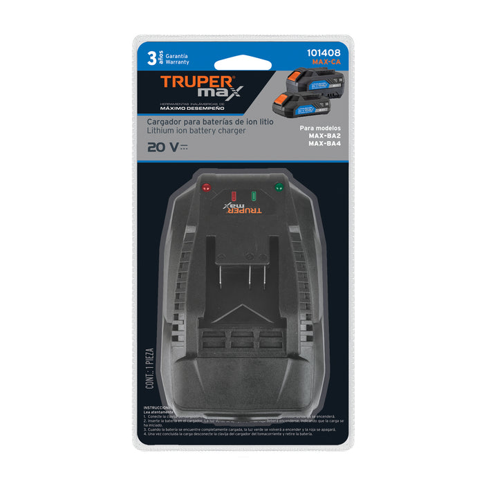 Cargador de baterías ion litio 20 V Truper MAX 101408 MAX-CA