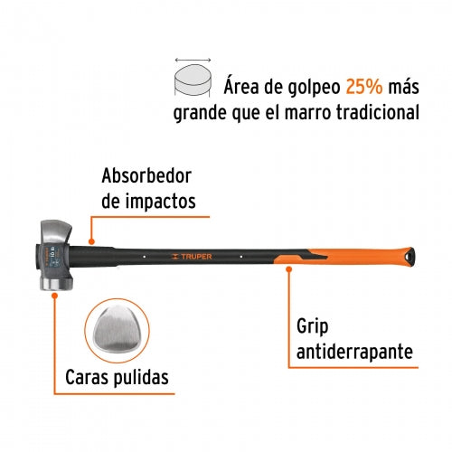 Marro demoledor 10 lb, mango fibra de vidrio 36', Truper 11135 MD-10FX