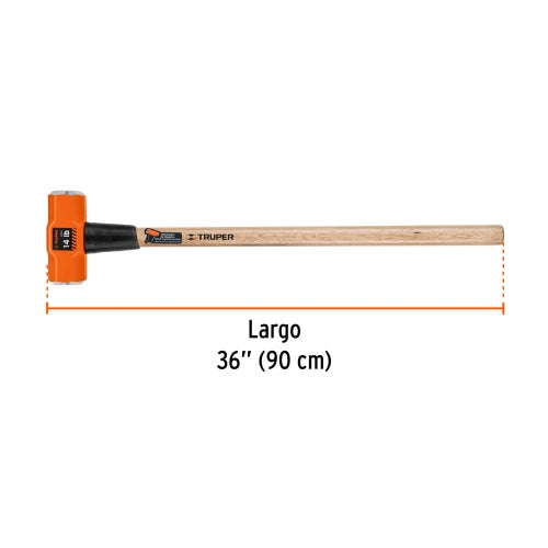 Marro octagonal 14 lb, mango de madera 36', Truper 16514 MD-14M