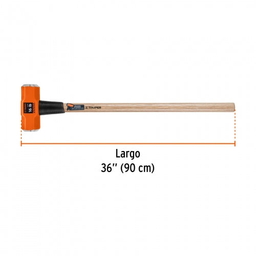 Marro octagonal 16 lb, mango de madera 36', Truper 16515 MD-16M