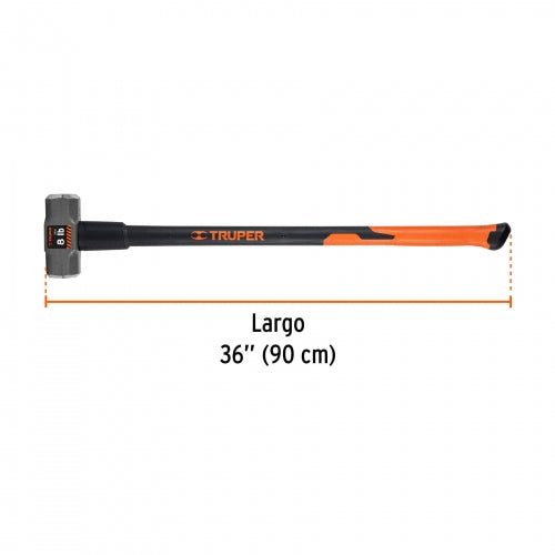 Marro octagonal 8 lb, mango fibra de vidrio 36', Truper 16538 MD-8F