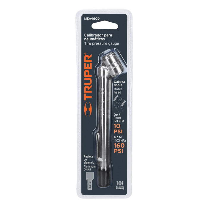 Calibrador de presión 160 psi cabeza doble, Truper 19100 MEA-160D