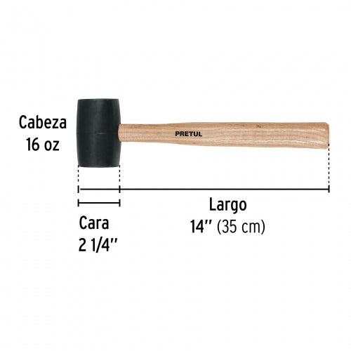 Mazo de hule, 16 oz, Pretul 20566 MH-16P