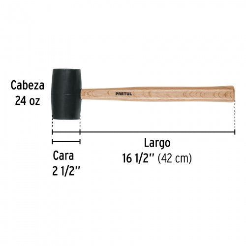 Mazo de hule, 24 oz, Pretul 20567 MH-24P