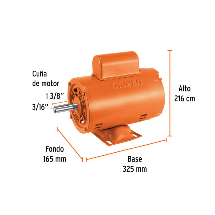 Motor eléctrico monofásico de 1/2 HP, baja velocidad, Truper Código: 102303