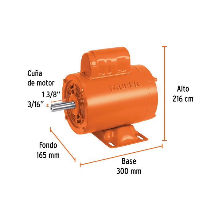 Motor eléctrico monofásico de 1/4 HP, alta velocidad, Truper Código: 102308