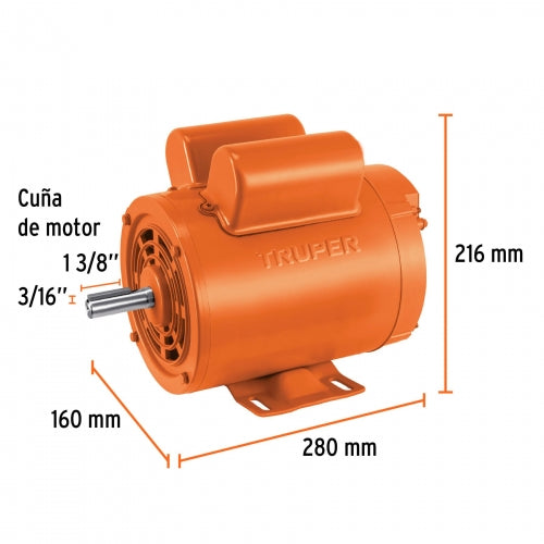 Motor eléctrico monofásico de 1 HP, baja velocidad, Truper 102305 MOE-1B
