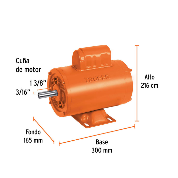 Motor eléctrico monofásico de 3/4 HP, alta velocidad, Truper Código: 102310