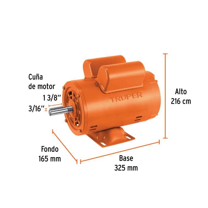 Motor eléctrico monofásico de 3/4 HP, baja velocidad, Truper Código: 102304