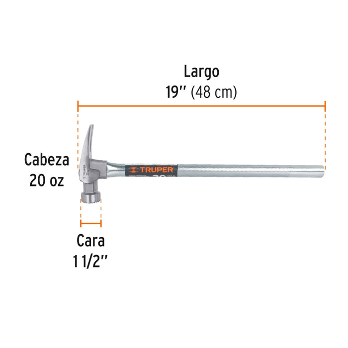 Martillo tubular 20 oz uña California Ripper, cara fresada 10644 MORCA-20T