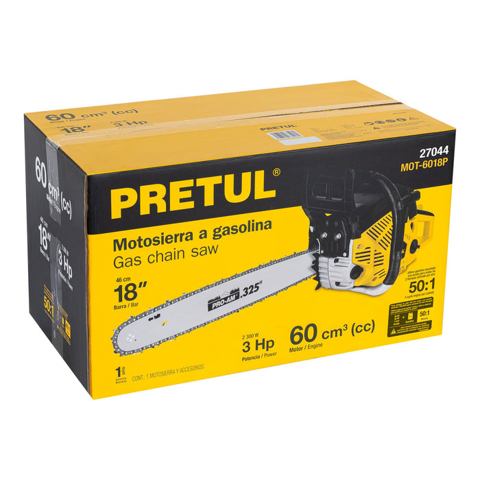 Motosierra 60 cc a gasolina con barra de 18', Pretul Código: 27044