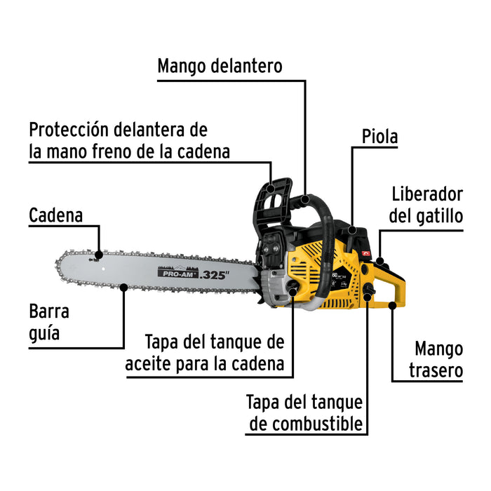 Motosierra 60 cc a gasolina con barra de 18', Pretul Código: 27044