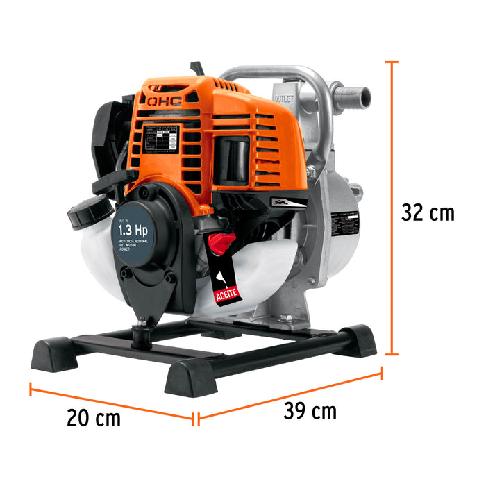 Motobomba autocebante 1' x 1' a gasolina 1-1/2 HP, 2 tiempos 101110 MOTB-1