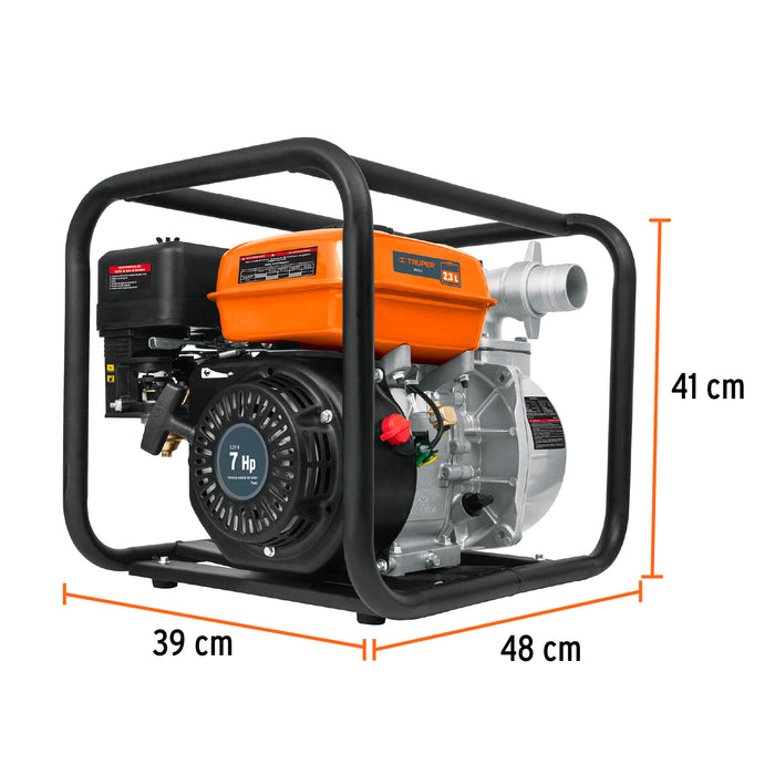 Motobomba autocebante 2' x 2' a gasolina 7 HP, Truper 17116 MOTB-2