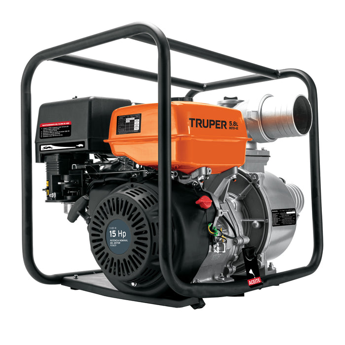 Motobomba autocebante 4' x 4' a gasolina 15 HP, Truper 102405 MOTB-4X