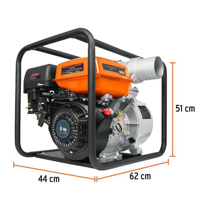 Motobomba autocebante 4' x 4' a gasolina 9 HP, Truper 17118 MOTB-4