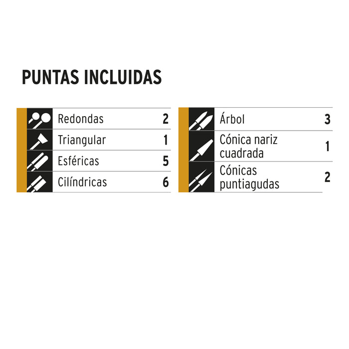 Juego de 20 puntas diamantadas para mototool, Truper 103032 MOTO-20PD