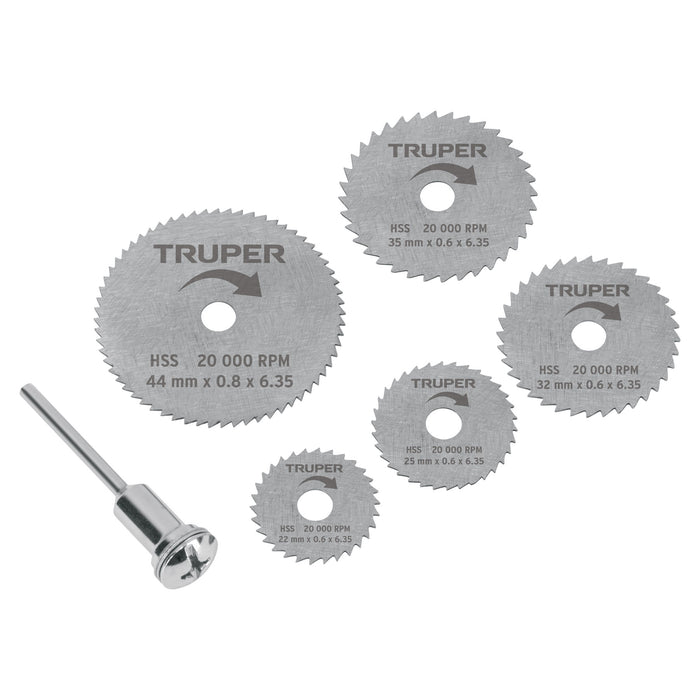 Juego de 5 mini discos sierras para mototool, Truper 102328 MOTO-5D