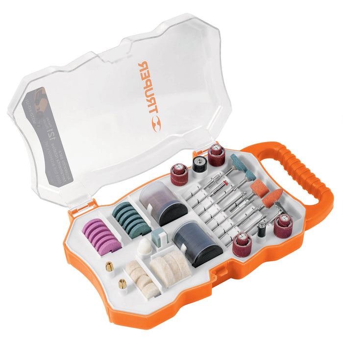 Kit con 121 accesorios para herramienta rotativa, Truper 100757 MOTO-KIT-121