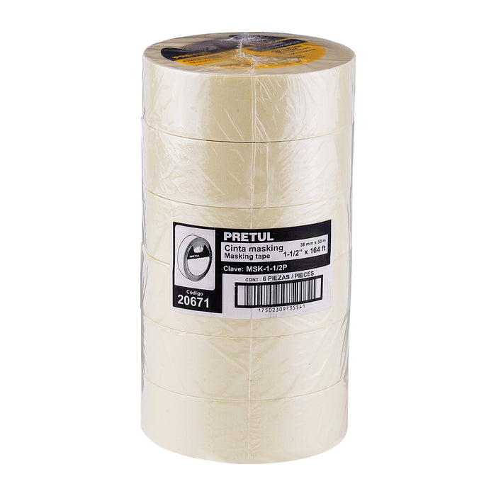 Cinta masking tape de 1-1/2' x 50 m, Pretul 20671xz
