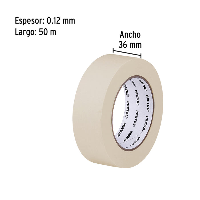Cinta masking tape de 1-1/2' x 50 m, Pretul 20671xz
