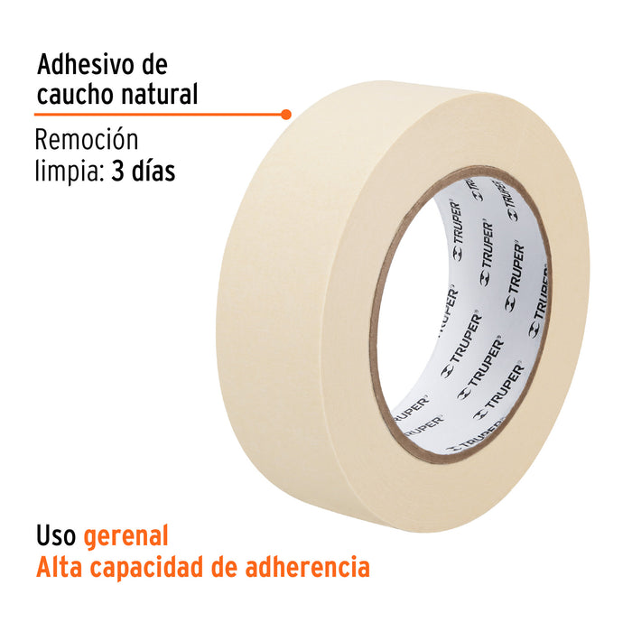 Cinta masking tape de 1-1/2' x 50 m, Truper Código: 12592