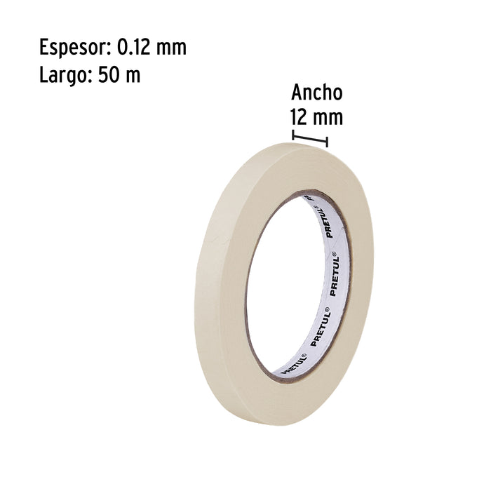 Cinta masking tape de 1/2' x 50 m, Pretul 20668